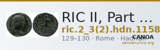 RIC II, Part 3 (second edition) Hadrian 1158 — CANOA