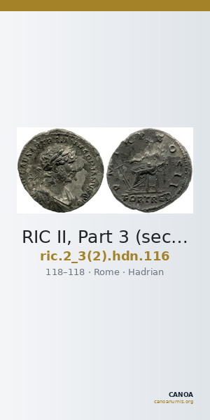 RIC II, Part 3 (second edition) Hadrian 116 — CANOA