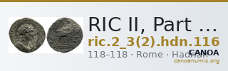 RIC II, Part 3 (second edition) Hadrian 116 — CANOA
