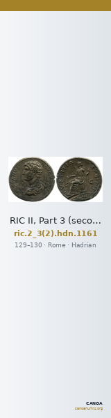 RIC II, Part 3 (second edition) Hadrian 1161 — CANOA