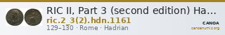 RIC II, Part 3 (second edition) Hadrian 1161 — CANOA