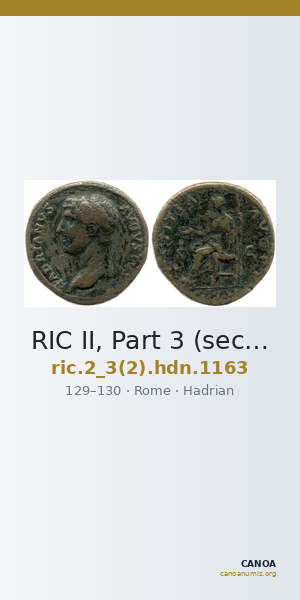 RIC II, Part 3 (second edition) Hadrian 1163 — CANOA