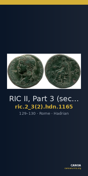 RIC II, Part 3 (second edition) Hadrian 1165 — CANOA