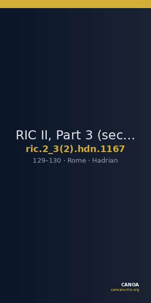 RIC II, Part 3 (second edition) Hadrian 1167 — CANOA