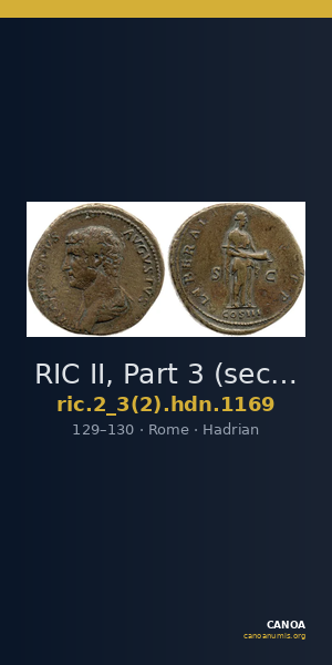 RIC II, Part 3 (second edition) Hadrian 1169 — CANOA