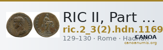 RIC II, Part 3 (second edition) Hadrian 1169 — CANOA