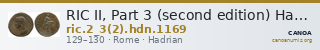 RIC II, Part 3 (second edition) Hadrian 1169 — CANOA