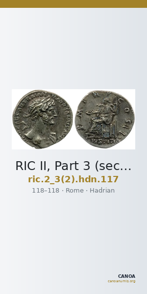 RIC II, Part 3 (second edition) Hadrian 117 — CANOA