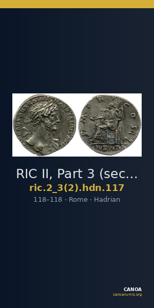 RIC II, Part 3 (second edition) Hadrian 117 — CANOA