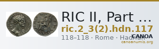 RIC II, Part 3 (second edition) Hadrian 117 — CANOA