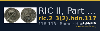 RIC II, Part 3 (second edition) Hadrian 117 — CANOA