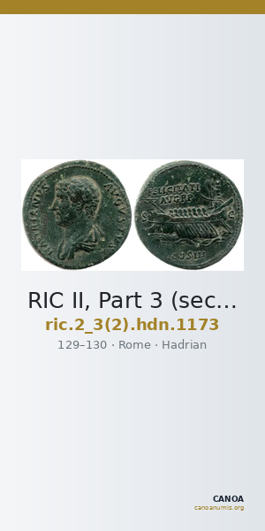 RIC II, Part 3 (second edition) Hadrian 1173 — CANOA