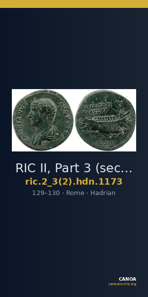 RIC II, Part 3 (second edition) Hadrian 1173 — CANOA