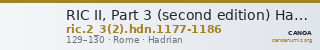 RIC II, Part 3 (second edition) Hadrian 1177-1186 — CANOA