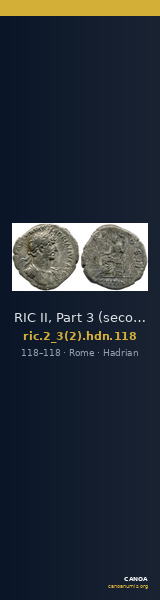 RIC II, Part 3 (second edition) Hadrian 118 — CANOA