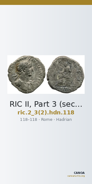 RIC II, Part 3 (second edition) Hadrian 118 — CANOA