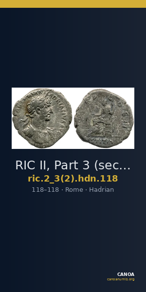RIC II, Part 3 (second edition) Hadrian 118 — CANOA