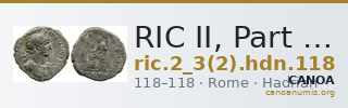 RIC II, Part 3 (second edition) Hadrian 118 — CANOA