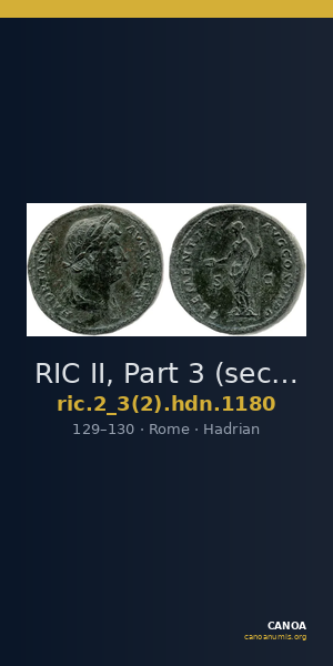 RIC II, Part 3 (second edition) Hadrian 1180 — CANOA