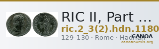 RIC II, Part 3 (second edition) Hadrian 1180 — CANOA