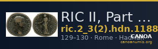 RIC II, Part 3 (second edition) Hadrian 1188 — CANOA