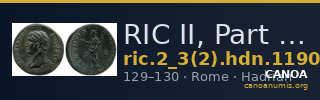 RIC II, Part 3 (second edition) Hadrian 1190 — CANOA