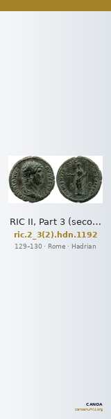 RIC II, Part 3 (second edition) Hadrian 1192 — CANOA