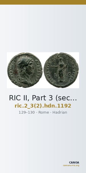 RIC II, Part 3 (second edition) Hadrian 1192 — CANOA
