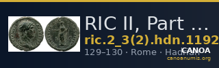 RIC II, Part 3 (second edition) Hadrian 1192 — CANOA