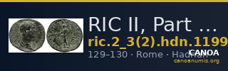 RIC II, Part 3 (second edition) Hadrian 1199 — CANOA