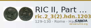 RIC II, Part 3 (second edition) Hadrian 1203 — CANOA