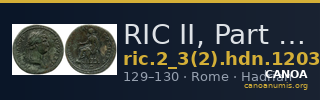 RIC II, Part 3 (second edition) Hadrian 1203 — CANOA