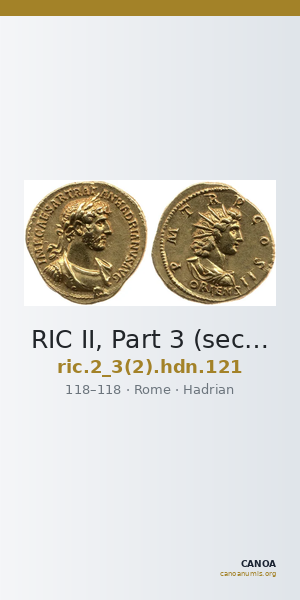 RIC II, Part 3 (second edition) Hadrian 121 — CANOA
