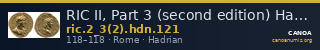 RIC II, Part 3 (second edition) Hadrian 121 — CANOA