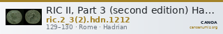 RIC II, Part 3 (second edition) Hadrian 1212 — CANOA