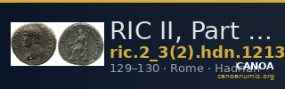 RIC II, Part 3 (second edition) Hadrian 1213 — CANOA