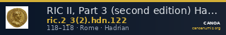 RIC II, Part 3 (second edition) Hadrian 122 — CANOA