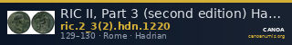 RIC II, Part 3 (second edition) Hadrian 1220 — CANOA