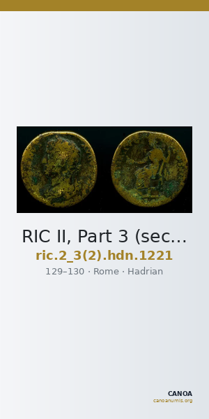 RIC II, Part 3 (second edition) Hadrian 1221 — CANOA