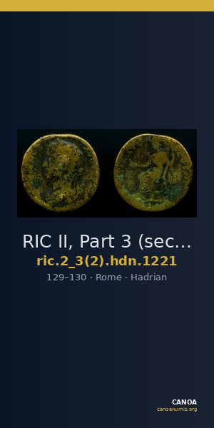 RIC II, Part 3 (second edition) Hadrian 1221 — CANOA