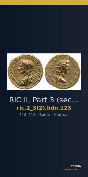 RIC II, Part 3 (second edition) Hadrian 123 — CANOA