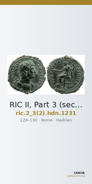 RIC II, Part 3 (second edition) Hadrian 1231 — CANOA