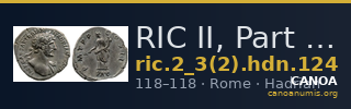 RIC II, Part 3 (second edition) Hadrian 124 — CANOA