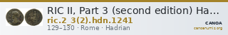 RIC II, Part 3 (second edition) Hadrian 1241 — CANOA