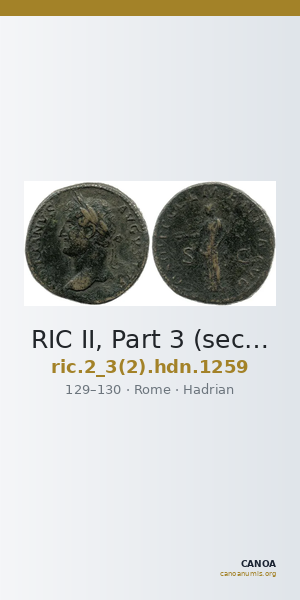 RIC II, Part 3 (second edition) Hadrian 1259 — CANOA