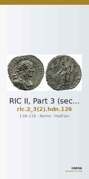 RIC II, Part 3 (second edition) Hadrian 126 — CANOA