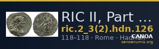 RIC II, Part 3 (second edition) Hadrian 126 — CANOA