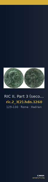 RIC II, Part 3 (second edition) Hadrian 1260 — CANOA