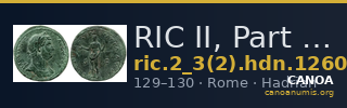 RIC II, Part 3 (second edition) Hadrian 1260 — CANOA