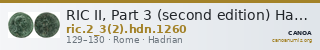 RIC II, Part 3 (second edition) Hadrian 1260 — CANOA